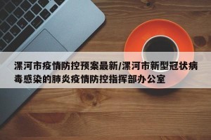 漯河市疫情防控预案最新/漯河市新型冠状病毒感染的肺炎疫情防控指挥部办公室